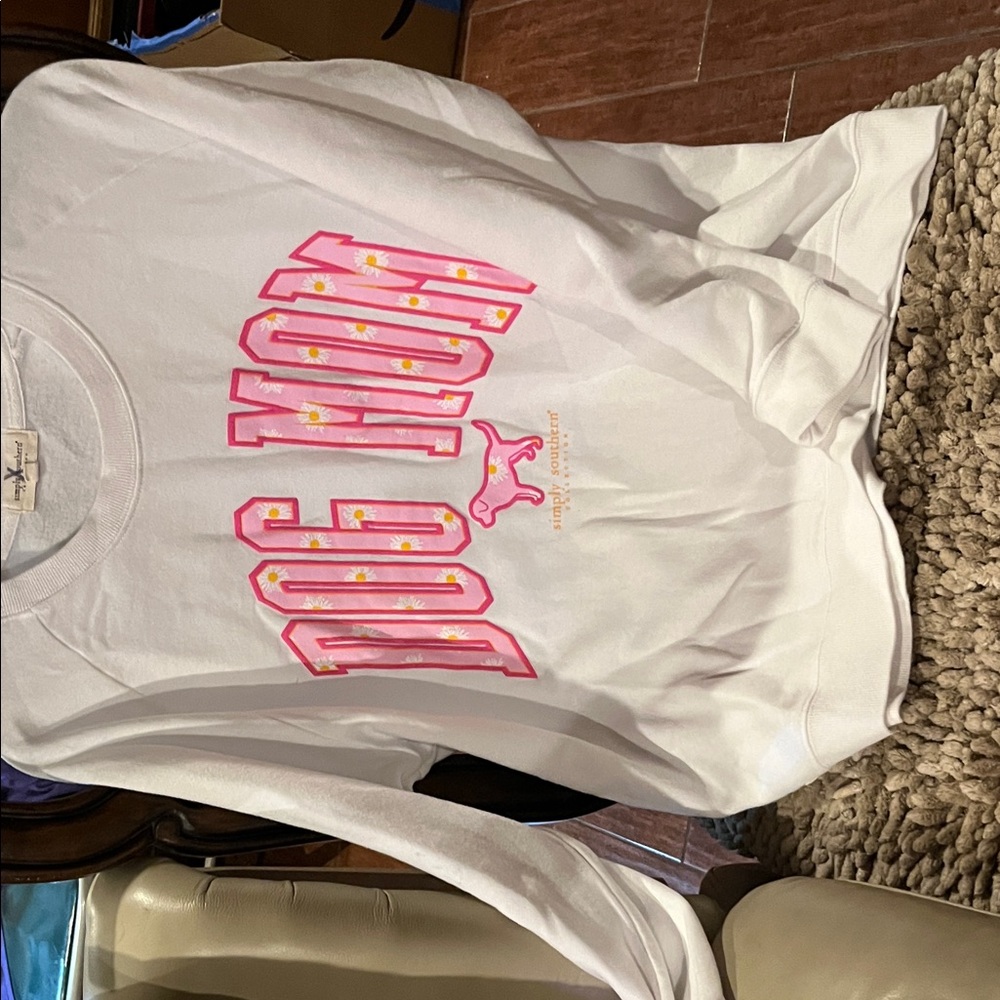 Simply Southern White Long Sleeve Dress with Pink Graphics
